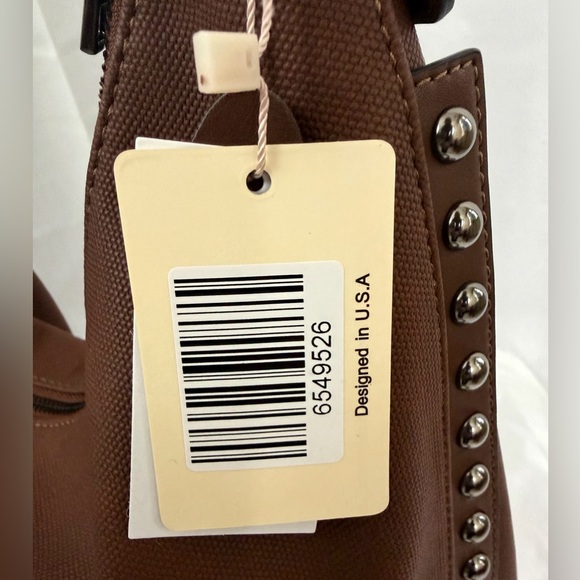 Marion Studded Chocolate Brown Soft Vegan Leather Hobo Bag with Extra Strap NWT - Picture 2 of 9